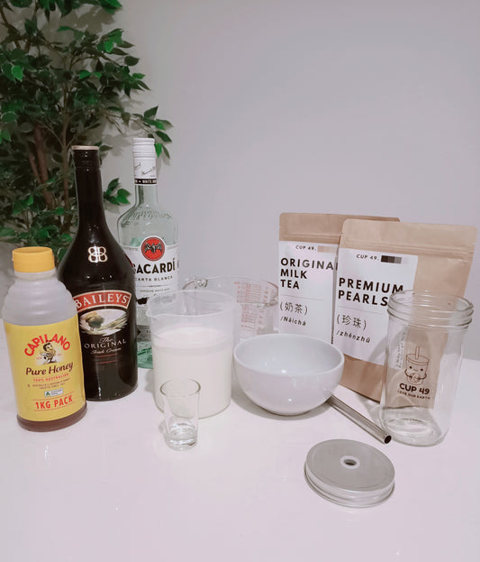 Baileys Milk Tea with Bacardi and Honey Infused Pearls Recipe