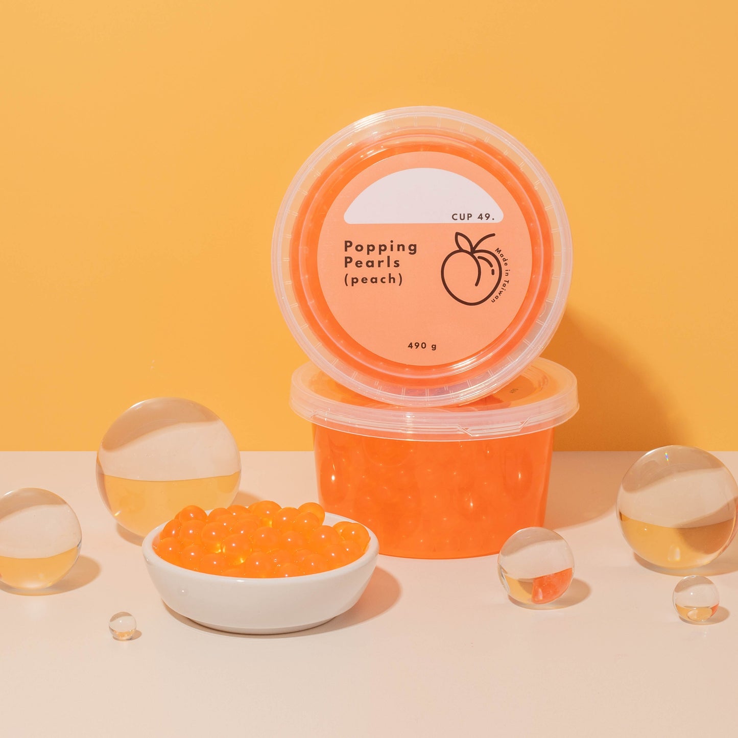 Cup 49 Peach Popping Pearls Boba Toppings