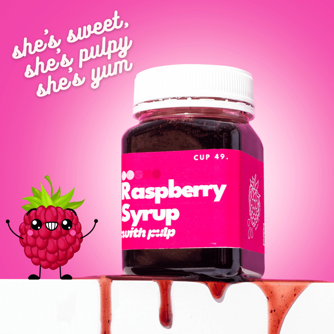 Cup 49 Premium Raspberry Syrup with Pulp for fruit bubble tea