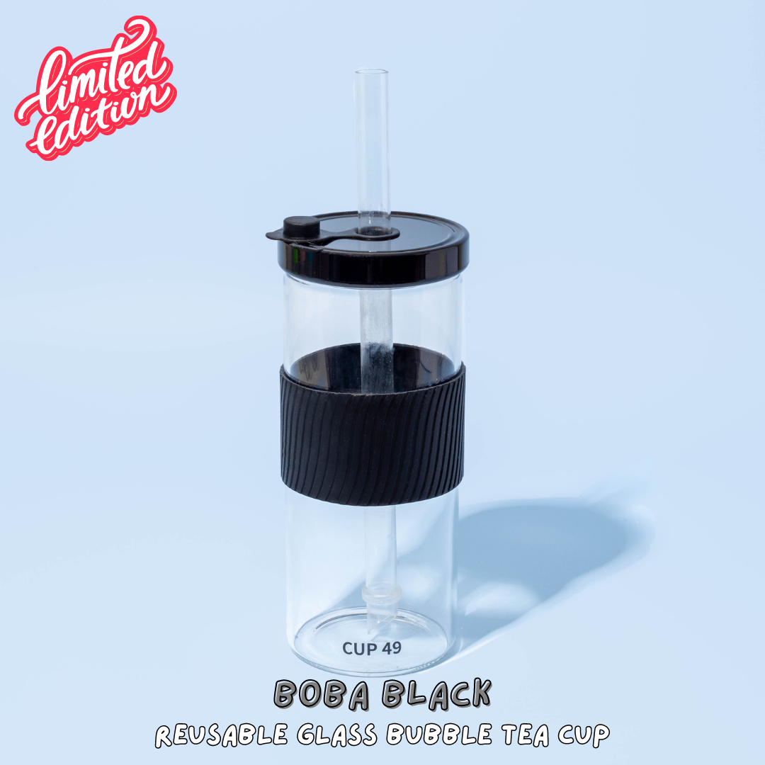 NEW Reusable Glass Bubble Tea Cup Set