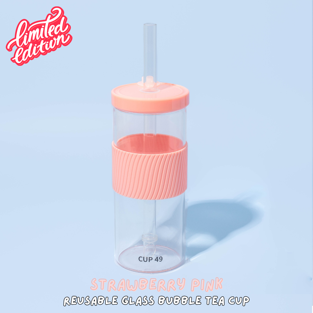 NEW Reusable Glass Bubble Tea Cup Set