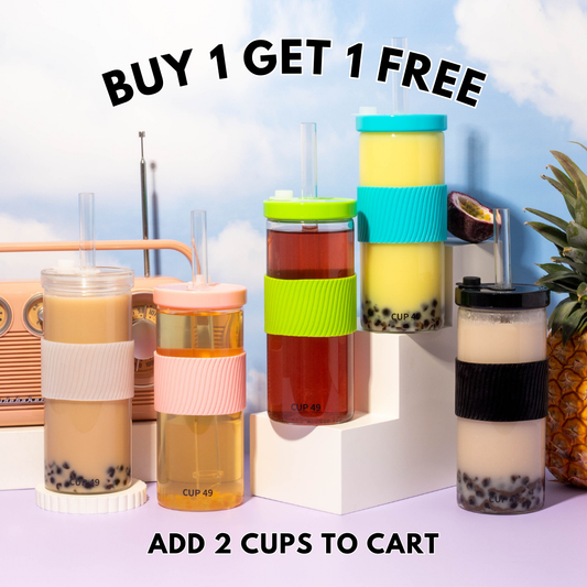 Reusable Glass Bubble Tea Cup Tumbler Set