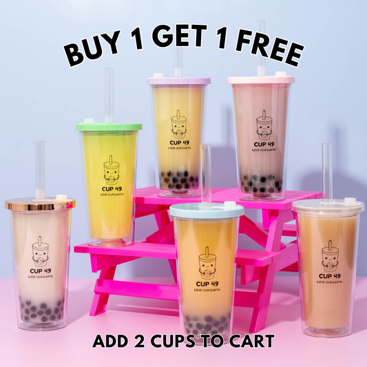 Reusable Plastic Bubble Tea Cup Set