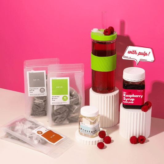 Cup49 Premium Raspberry Fruit Bubble Tea Kit Boba