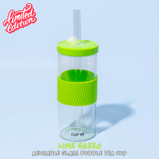 NEW Reusable Glass Bubble Tea Cup Set