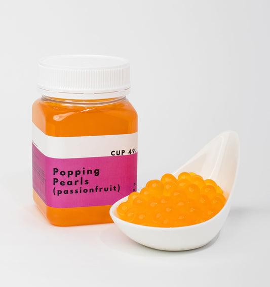 cup 49 passionfruit popping pearls boba