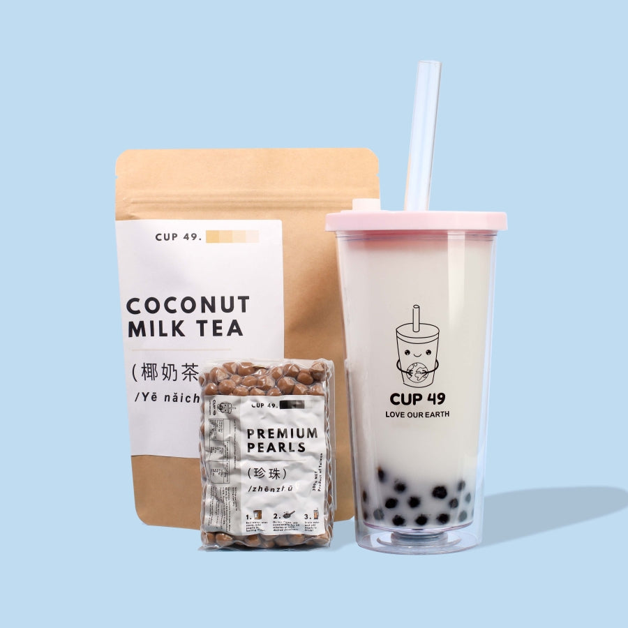 Cup 49 Coconut DIY Milk Bubble Tea Boba Kit with Tapioca Pearls